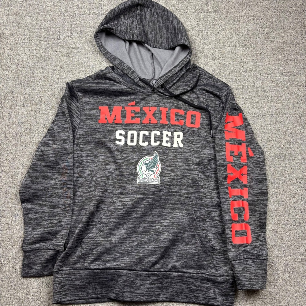 Mexico Soccer FMF‎ National Team Hoodie Mens Small Gray Heather  Pullover